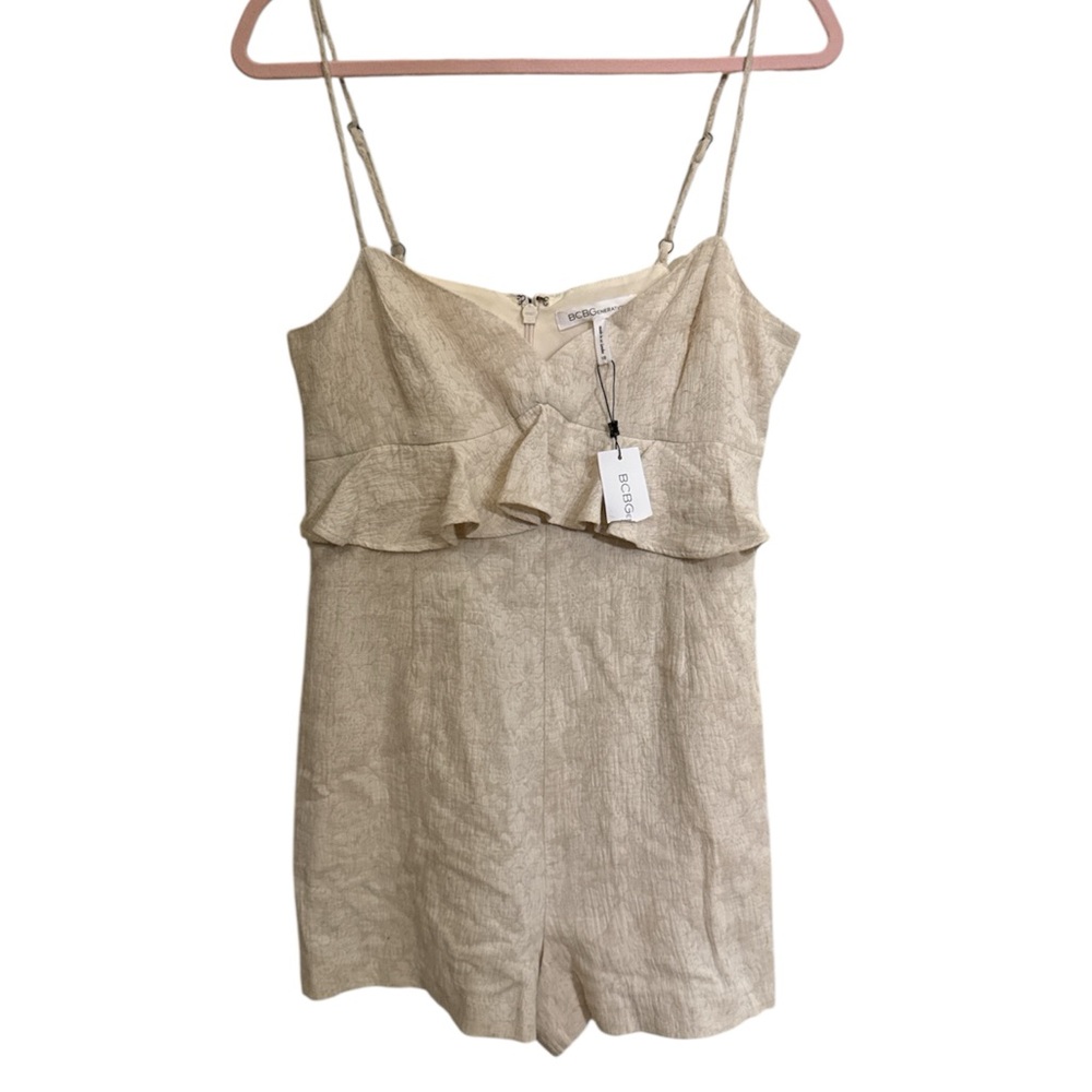 BCBGeneration Beige Textured Romper